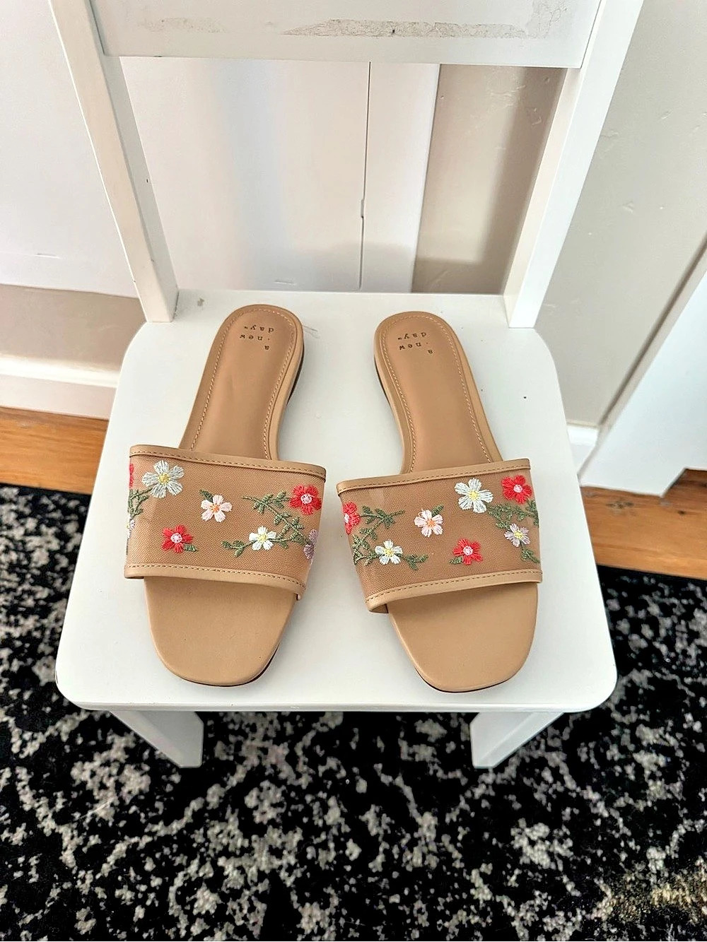 Floral Slide Sandals in Brown Like New